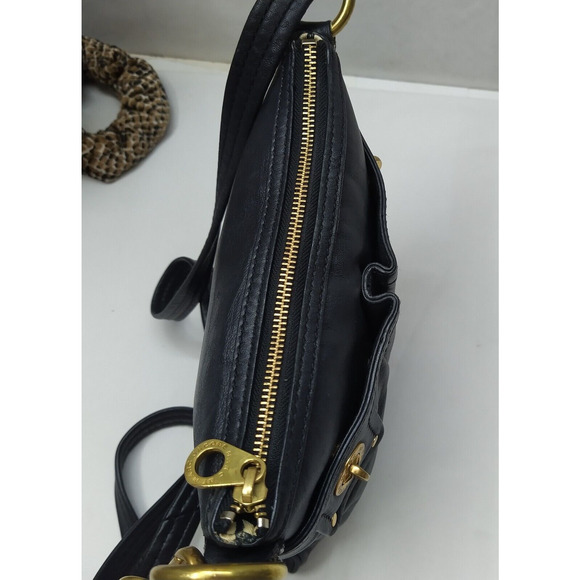Marc by Marc Jacobs Black Leather Double Turnlock Pockets Zipper Crossbody Bag - Picture 10 of 16
